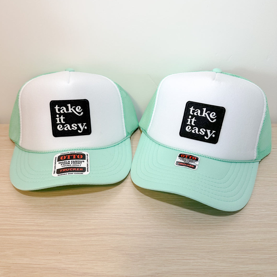 Take It Easy Trucker Hat in Mint