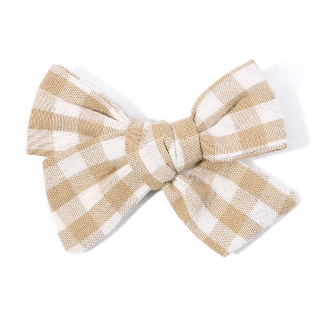 Pinwheel Bow in Cognac Gingham