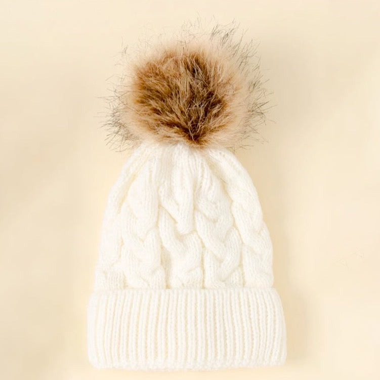 Pom Beanie in Cream