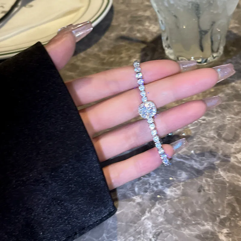 Halo Station Tennis Bracelet