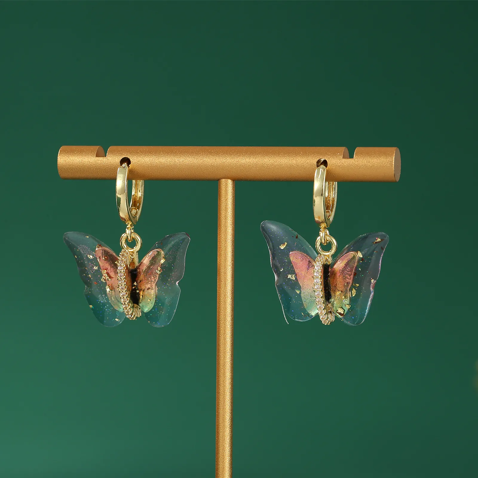 Iridescent Butterfly Drop Earrings