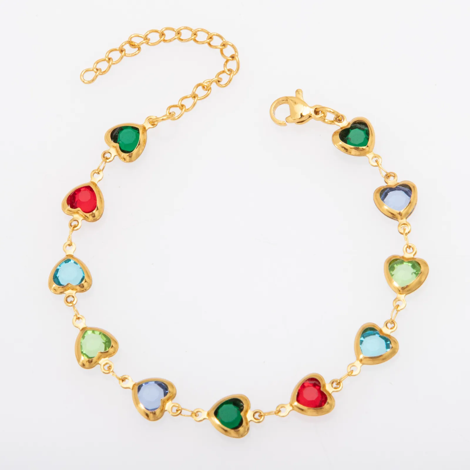 Rainbow Heart Charm Bracelet